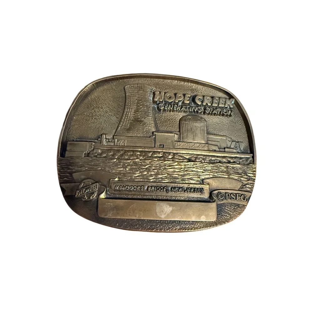 Vintage 1984 Hope Creek Generating Station Solid Brass Belt Buckle NJ PSEG